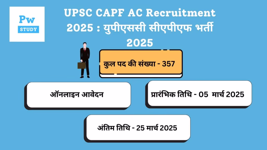 UPSC CAPF AC Recruitment 2025 : युपीएससी सीएपीएफ भर्ती 2025 